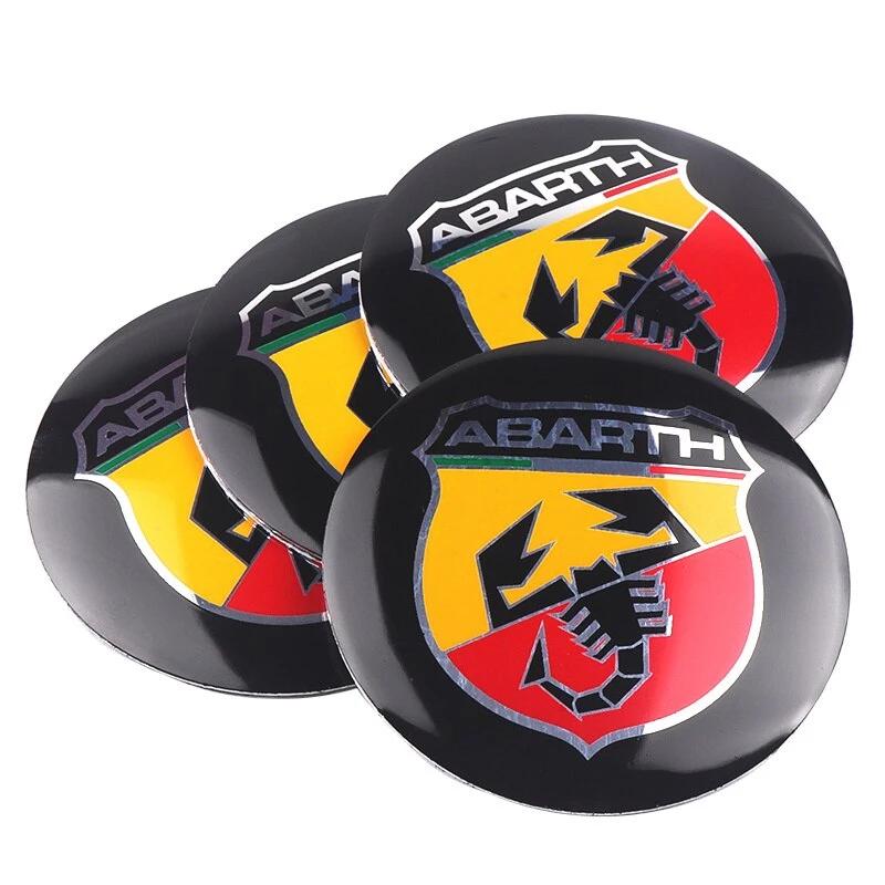 Autocollants Enjoliveurs Jantes 3D Abarth Rouge - Lot De 4 Pièces 50 Mm, Neuf