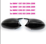Coques de rétroviseurs noir brillant BMW Série 1 E81 E82 E87 E88 et Série 3 E90 E91 E92 E93 - vue 2