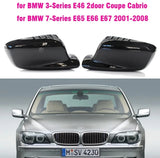 Coques de rétroviseurs noires BMW Série 3 E46 Coupé Cabriolet Série 7 E65 E66 E67 - vue 1