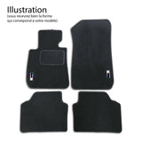 Illustration du jeu de quatre tapis en velours pour BMW Série 1 F20/F21, découpe selon véhicule